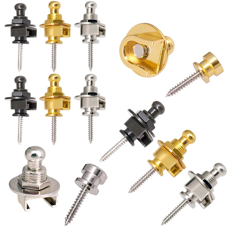 2PCS/Set Guitar Strap Lock Round Head Button Pin Gold Black Silvery 3 Color Available Skidproof Guitar Bass Straplock Button ZYF