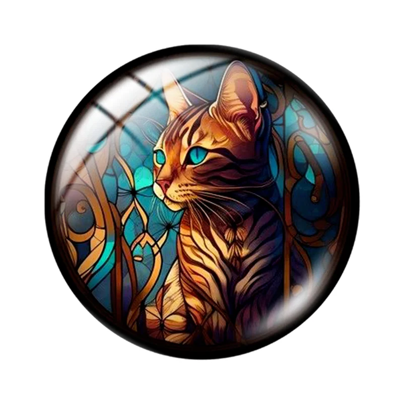 Love Cats Pet New Cat painting style 10pcs 12mm/18mm/20mm/25mm mixed Round photo glass cabochon demo flat back Making risultati