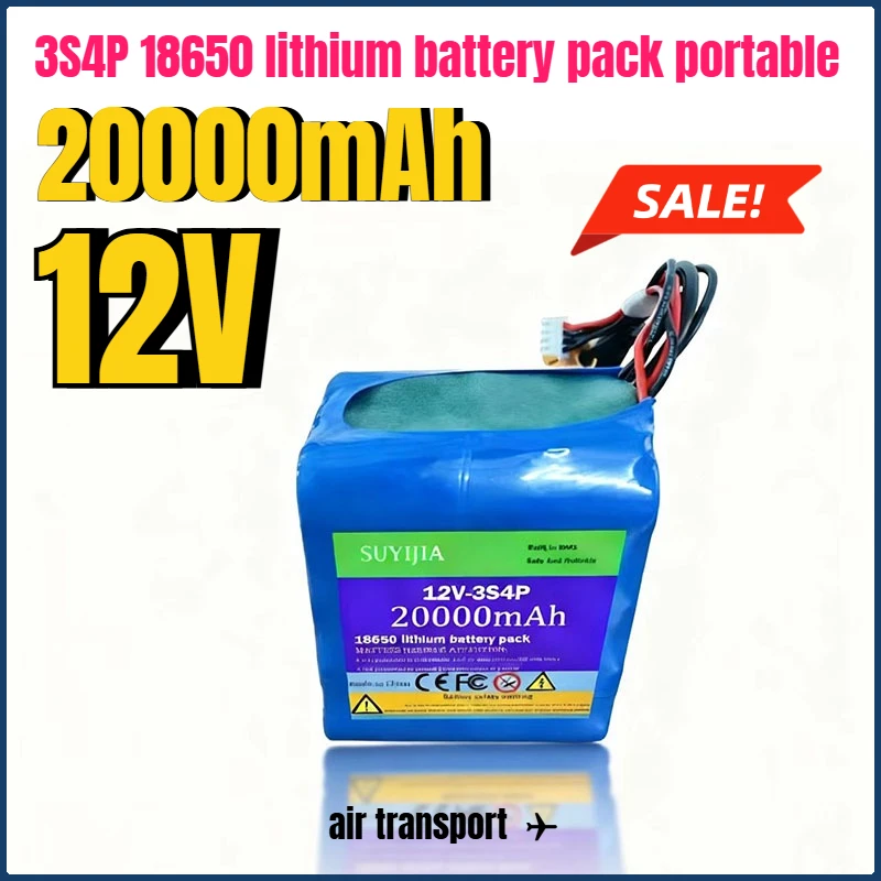 

Portable 18650 rechargeable lithium battery pack for audio CCTV camera fishing battery flashlight electric motor 3S4P