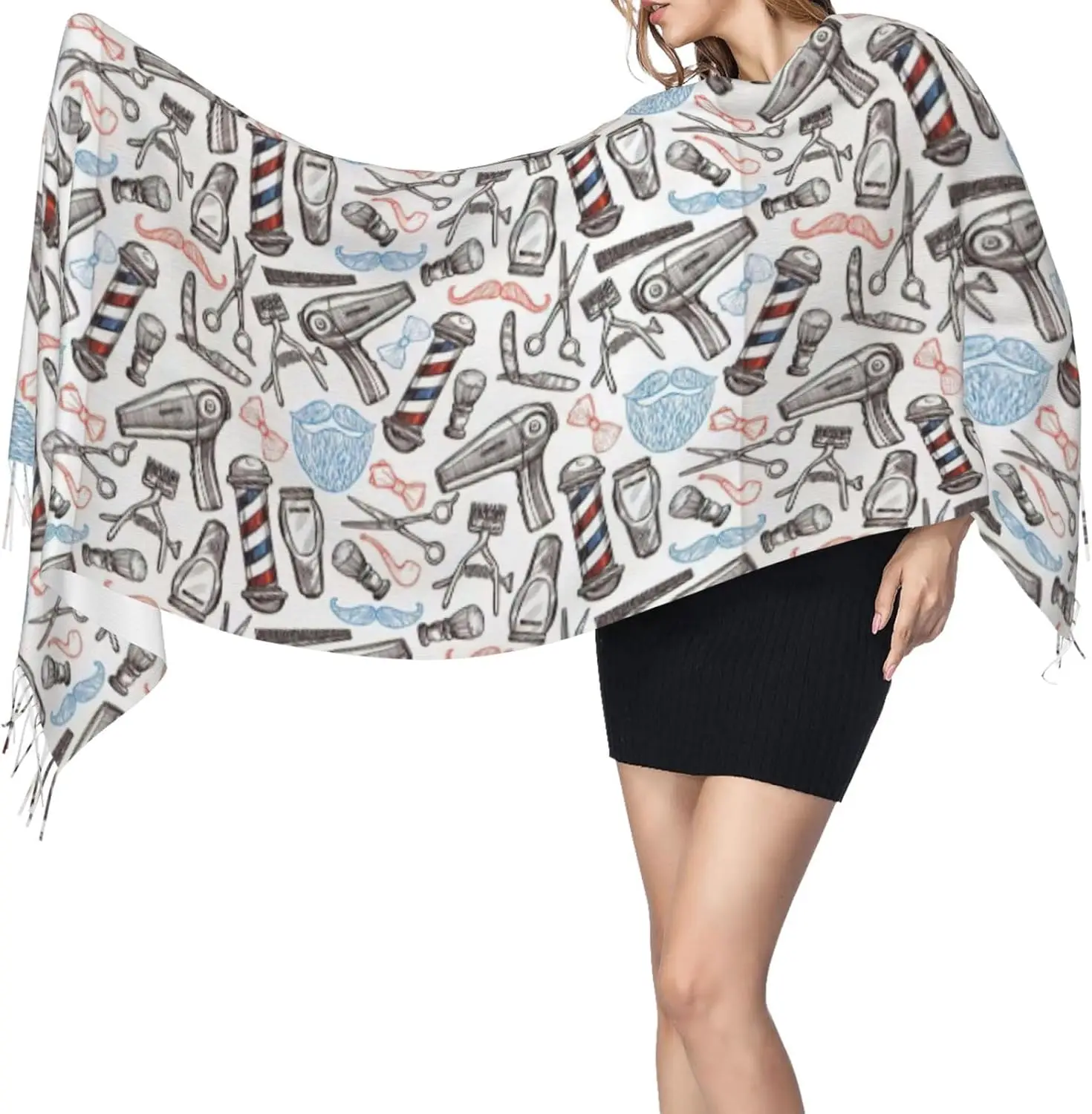 Gezellige zachte mooie zeesterprint kwastjes sjaal kasjmier grote deken sjaal sjaal voor dames herfst winter