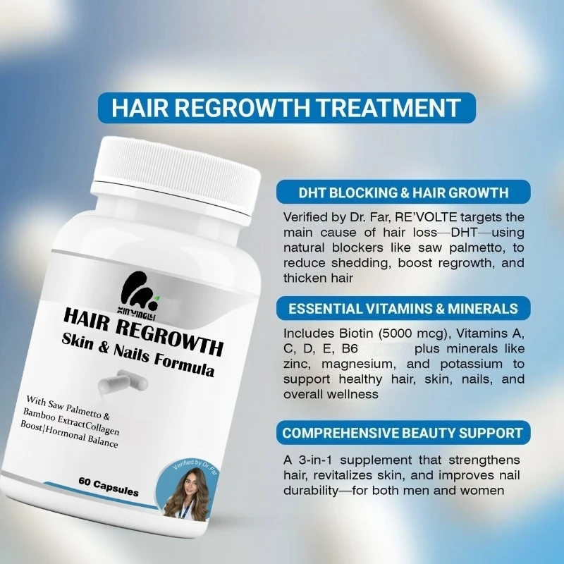Hair DHT Supplement - Skin, Hair, and Nail Health Supplement -661mg, 60 capsules, 30 days supply