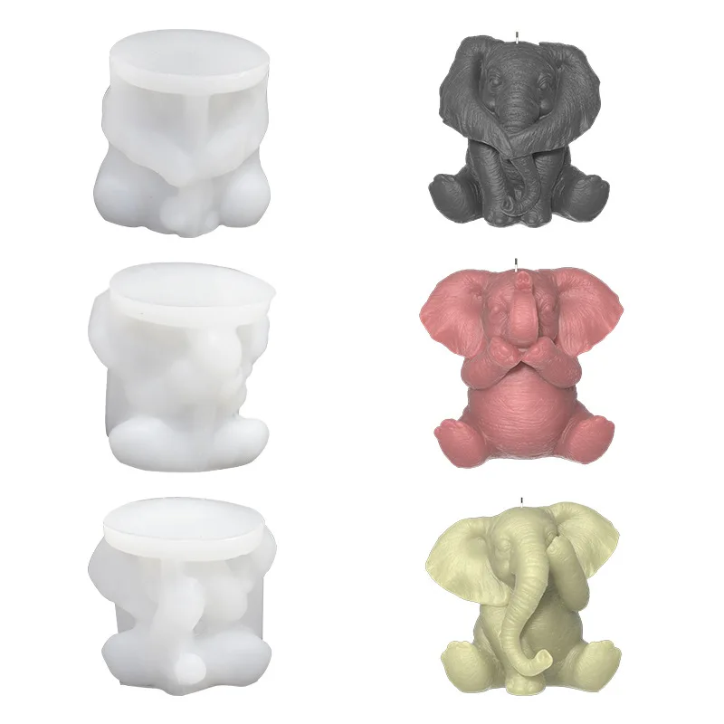 Lovely Elephant Candle Silicone Mold for Handmade Chocolate Decoration Gypsum Aromatherapy Soap Resin Candle Silicone Mould