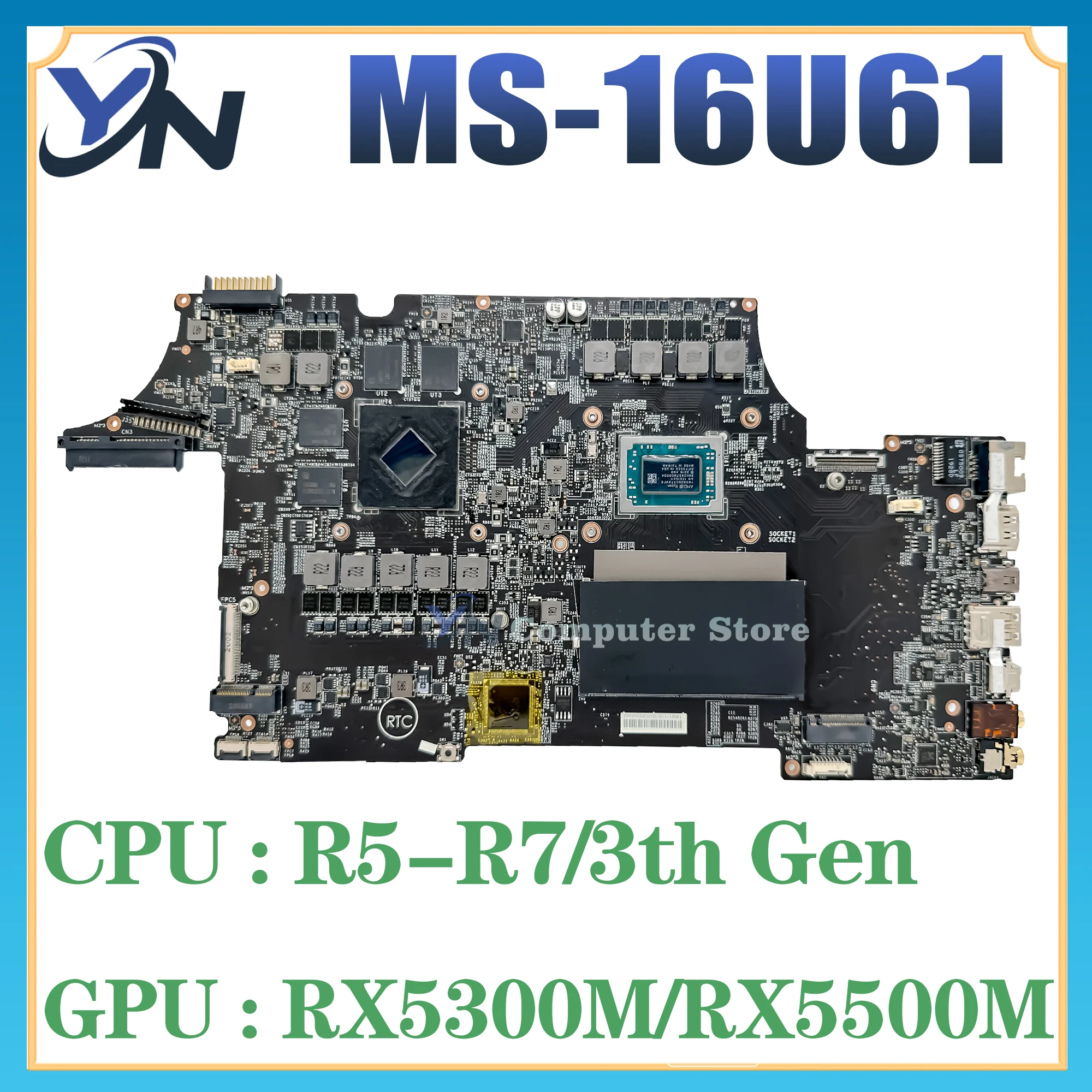 

MS-16U61 Laptop Motherboard For MSI MS-16U6 ALPHA 15 A3DD R5-3550H R7-3750H RX5300/V3G RX5500M/4G Mainboard 100% Test OK