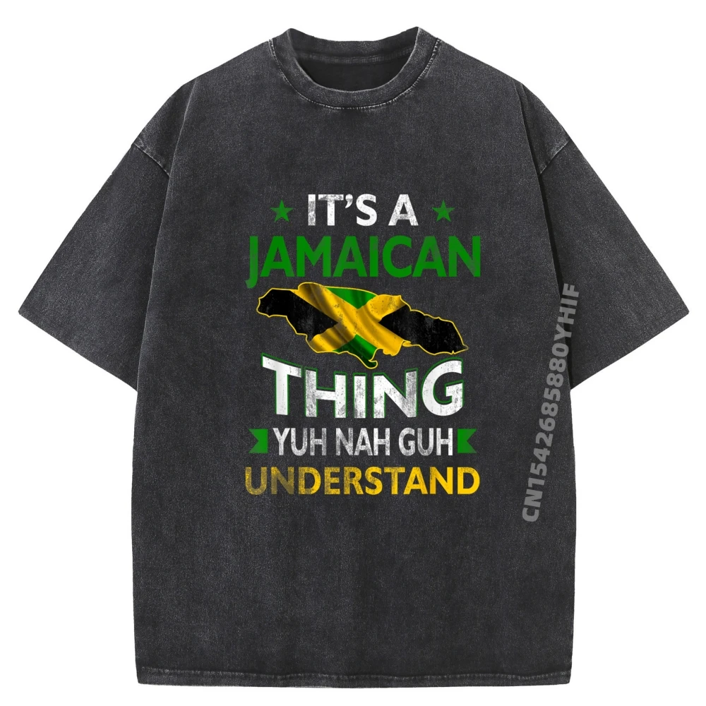

Jamaica Flag Vintage T Shirt Men Anime T Shirts Large Size Outdoor Washed Shirt Loose Printed Clothes