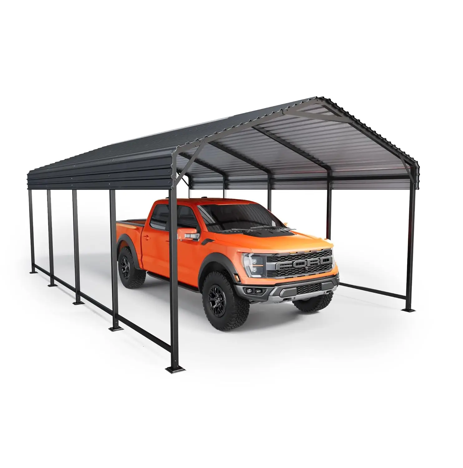 

12x20 FT Metal Carport, Enhanced Base and Steel Roof for All-Weather Use, Outdoor Heavy Duty Garage Galvanized Car, Customized