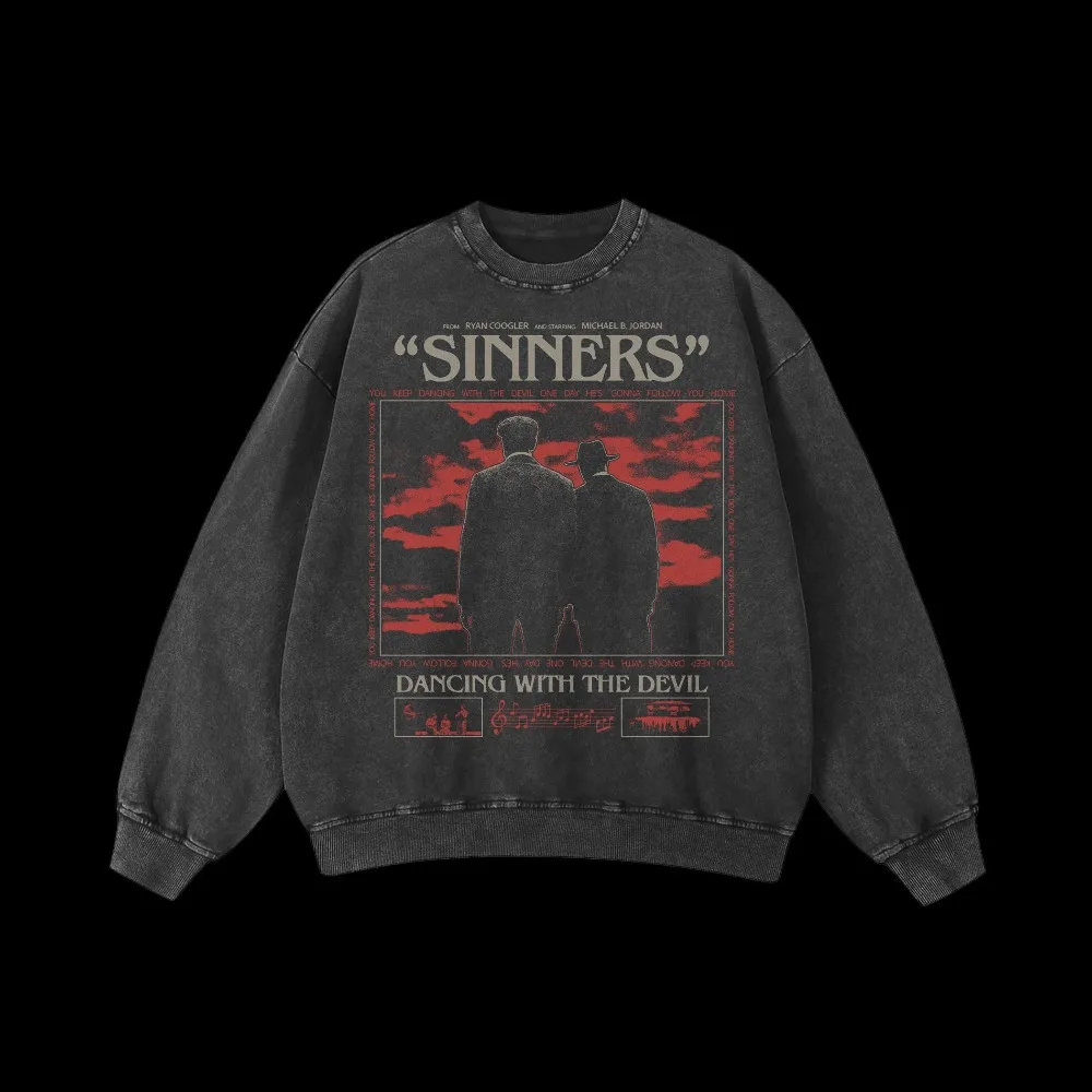 

Тема фильма «Sinners» — ретро-ужасы, мужская толстовка на осень и зиму, подходит для мужчин и женщин.