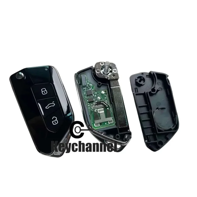 3 Tasten 202AD Autoschlüsselgehäuse modifiziert Golf 8 Style Flip Key Case für Golf Tiguan Polo Jetta Caddy Scirocco Skoda Octavia Seat