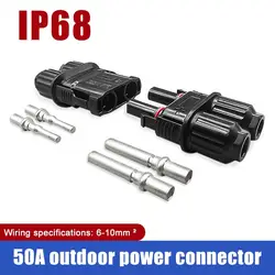 50A Waterproof Male Female Connector IP68 24V Parking Air Conditioning Retrofit Plug 12V Generator Battery Joint F 6-10AWG Wire
