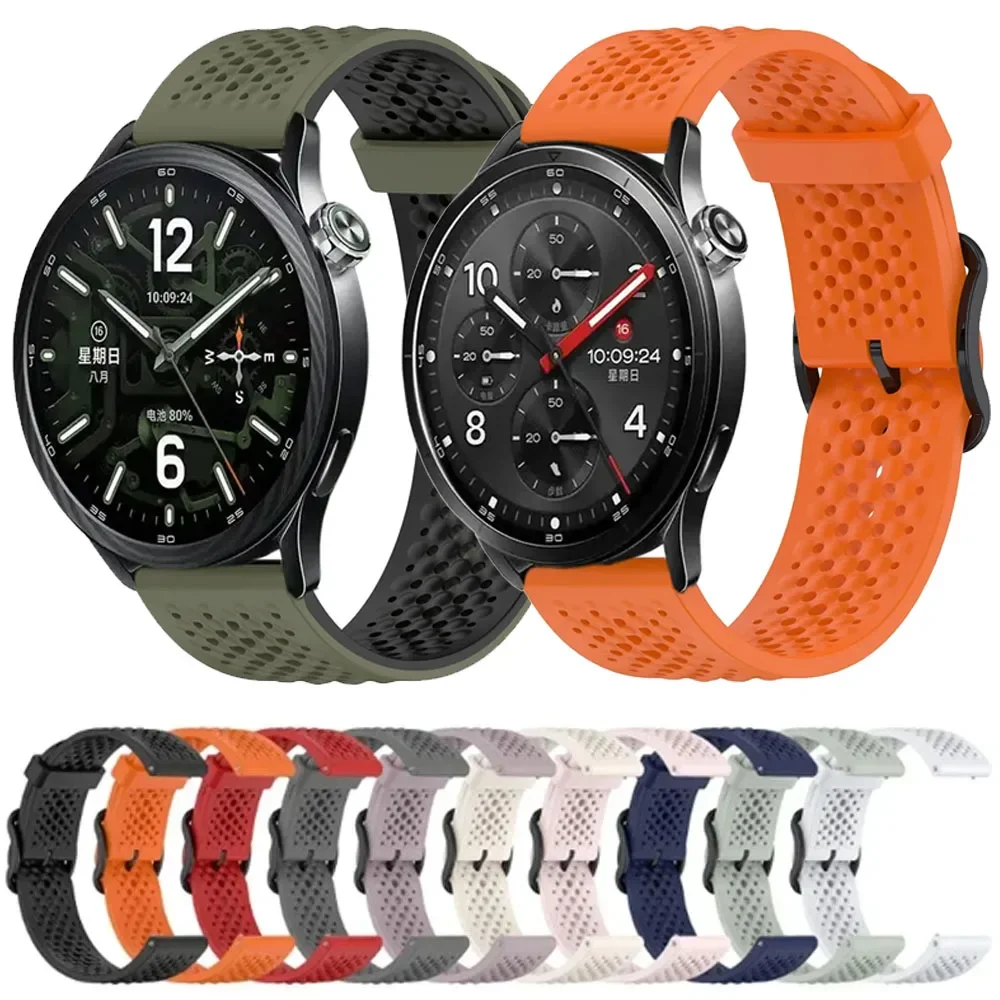 20/22mm Original Liquid Silicone Strap for Xiaomi Watch 5 S5-4-3 Breathable Adjustable Band for Huawei Watch Ultimate 2/GT7-6-5