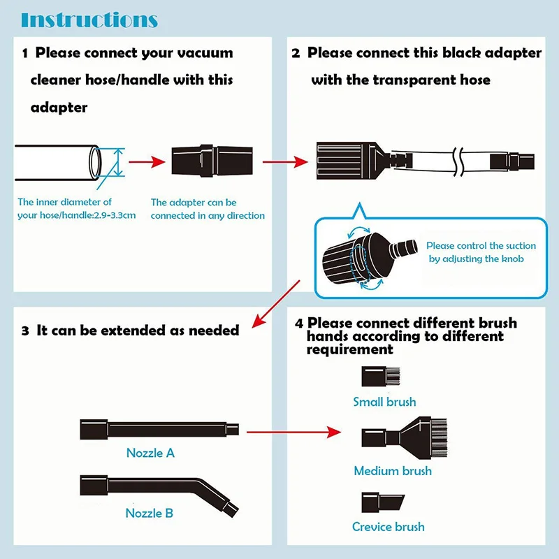 1Set Micro Vacuum Dust Cleaner Brush Suction Tube Vacuum Cleaner Parts Keyboard Sofa Dirt Remover Crevice Clean Tool Accessories