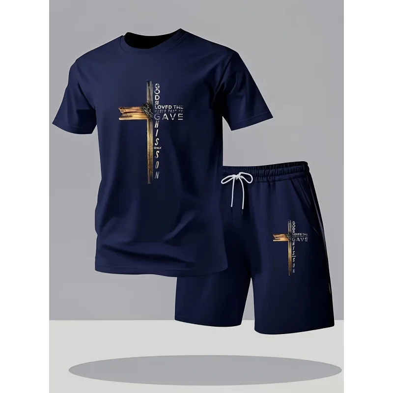 

Men's Casual Sports Suit，Short-sleeve and shorts two-piece set，Fashionable Summer Outdoor Activity Gifts