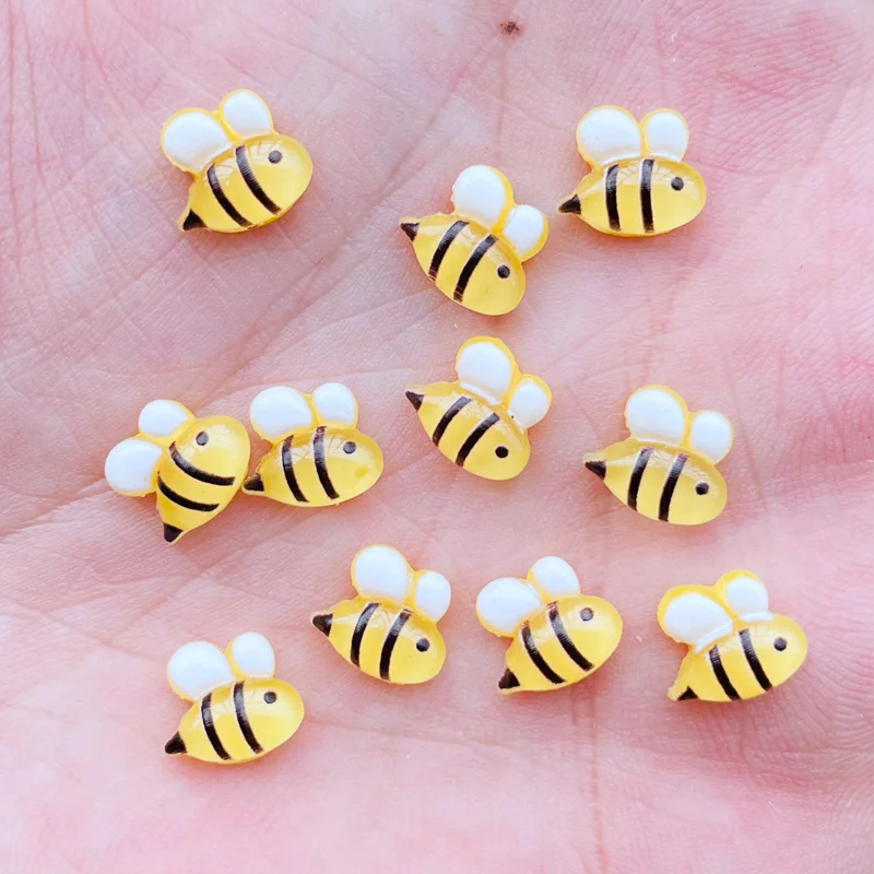 50/100 Pcs New Mini Kawaii Phim Hoạt Hình Đáng Yêu Honeybee Resin Cabochon Sổ Lưu Niệm Tự Làm Đồ Trang Sức Thủ Công Trang Trí Phụ Kiện Cho J64