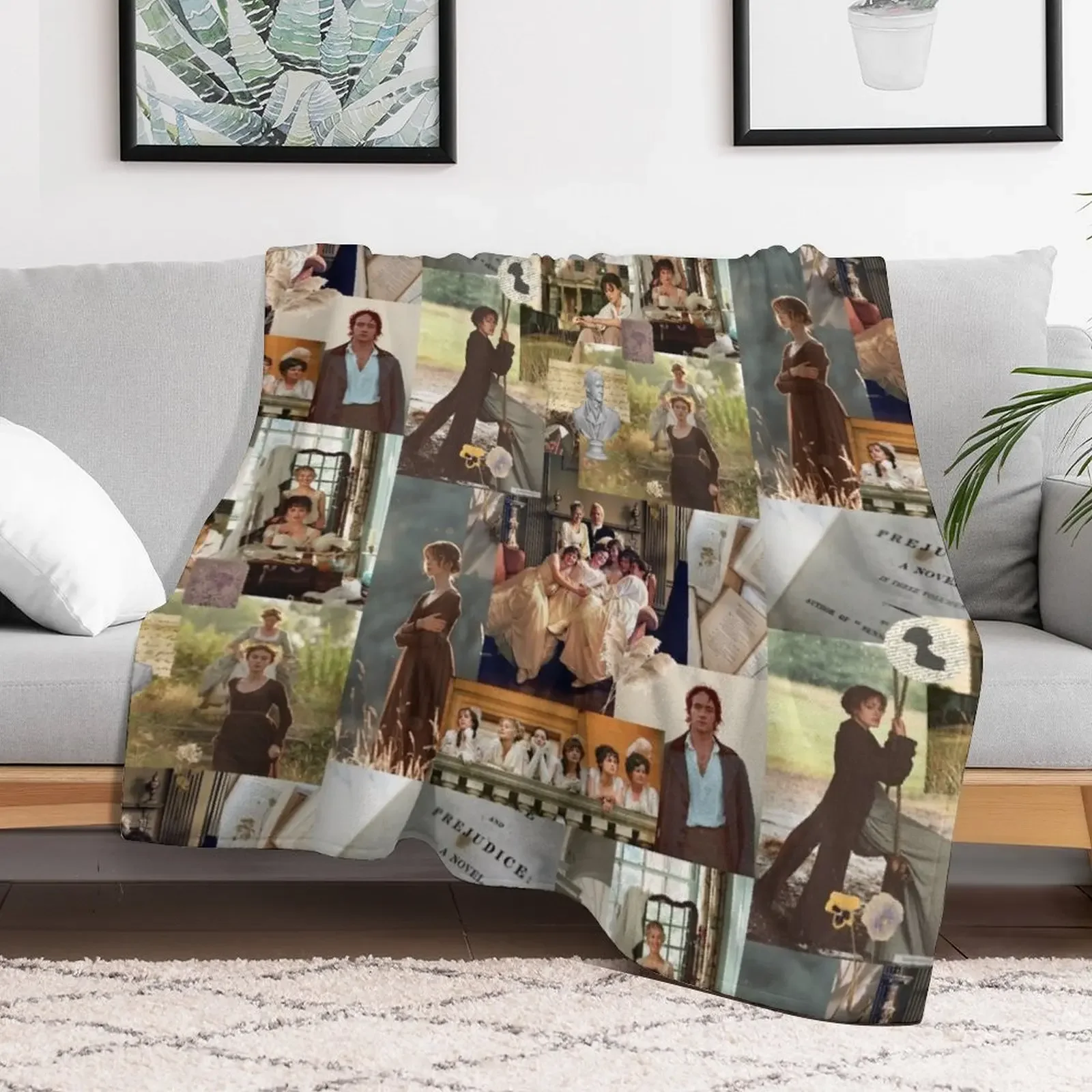 Pride and Prejudice Collage Throw Blanket Loose Sofa Throw Stuffeds Hairys Blankets