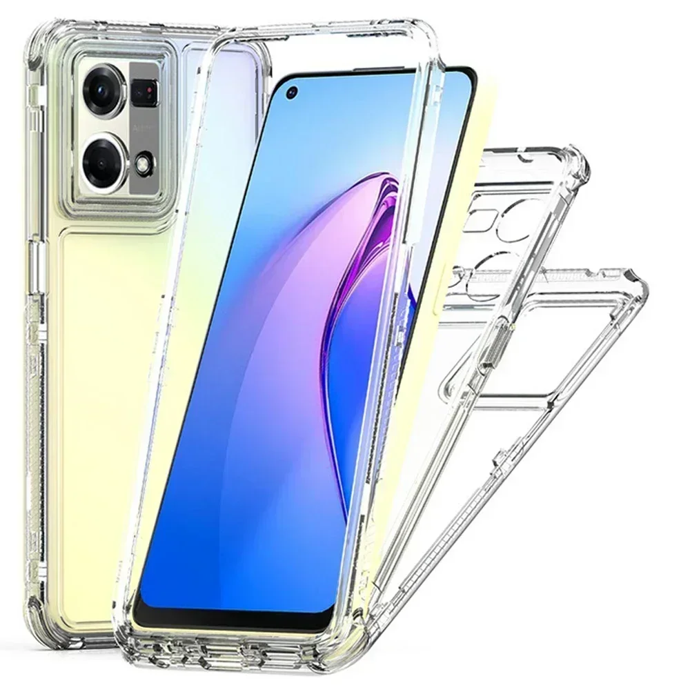 

Reno 10 Pro 12 5G Transparent Case For OPPO Reno 7 4G Camera 360 Protect Bumper Hybrid Back Funda Reno10 12 Pro Crystal Cover