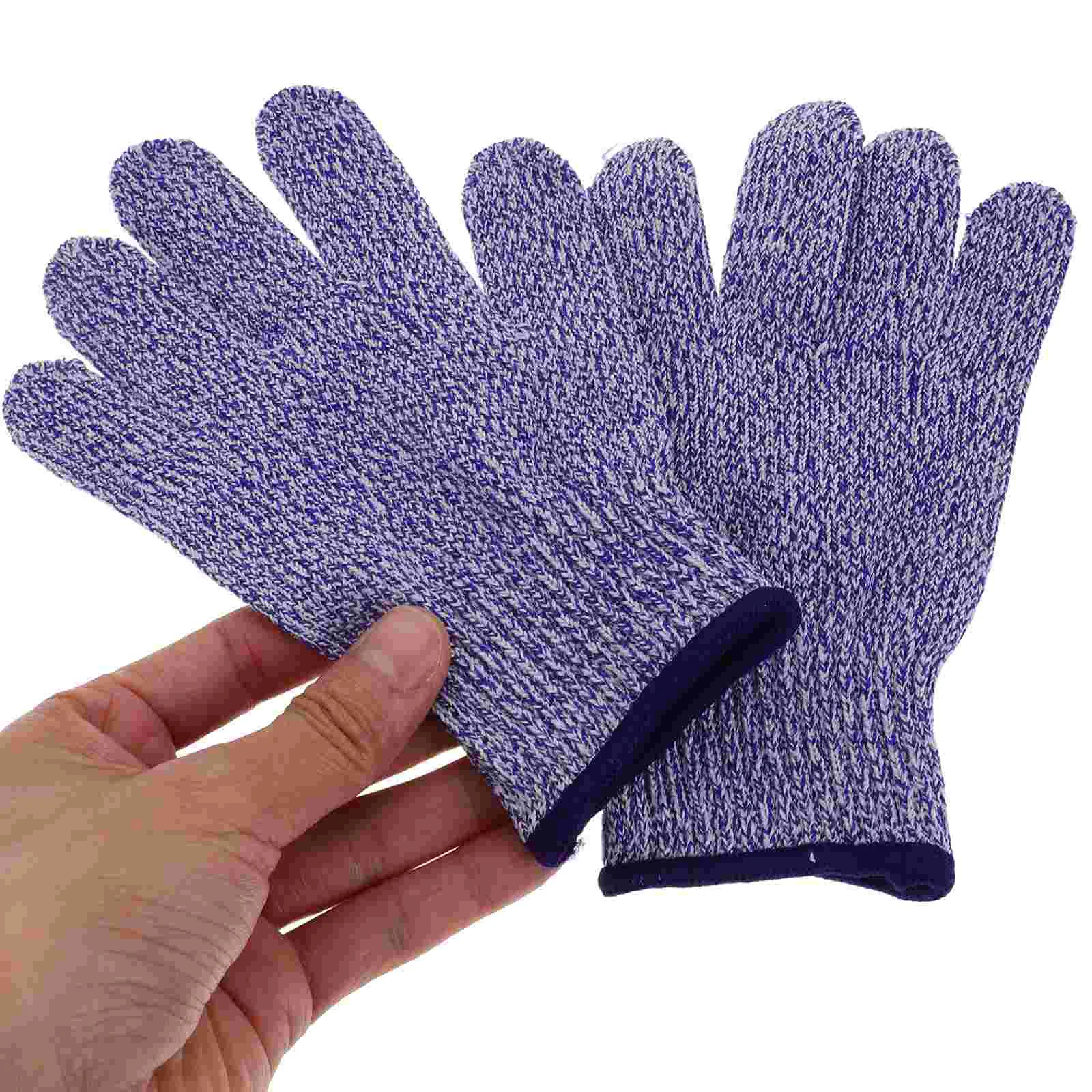 1 Pair of Level 5 Cut Resistant Kids Gloves Hand Protection Safety Gloves Kitchen Tools for Cutting and Slicing (Blue, Size XS)