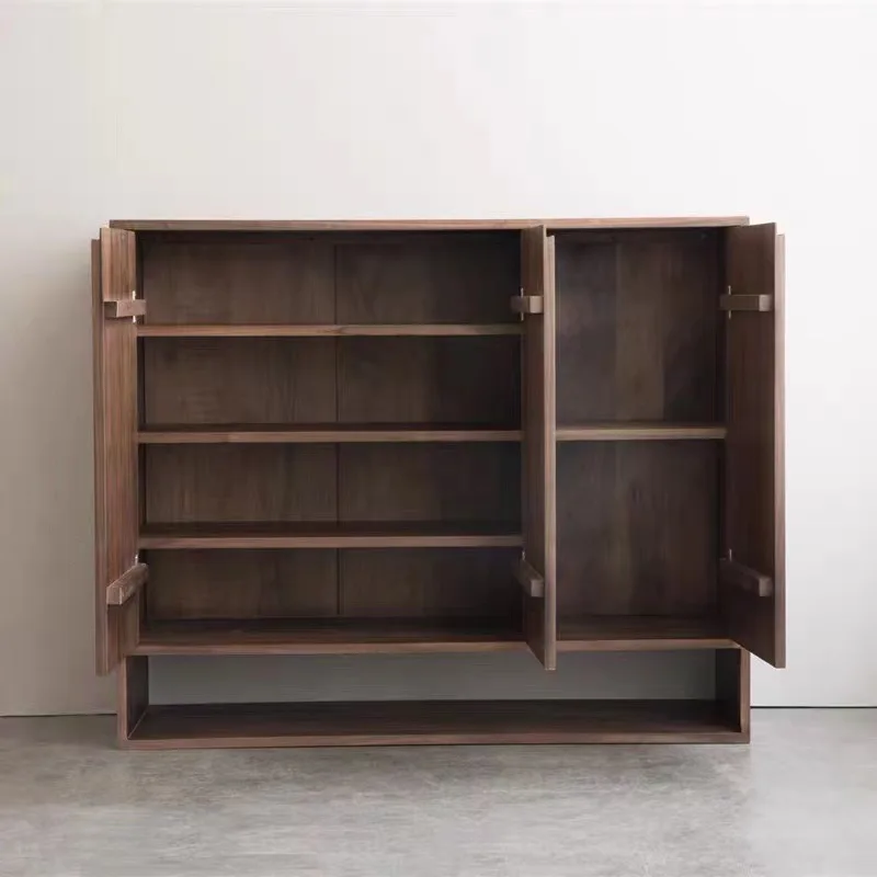 Armadietto da ingresso per ingresso con porta in noce nera nordamericana personalizzabile, porta oposta, armadietto moderno e semplice