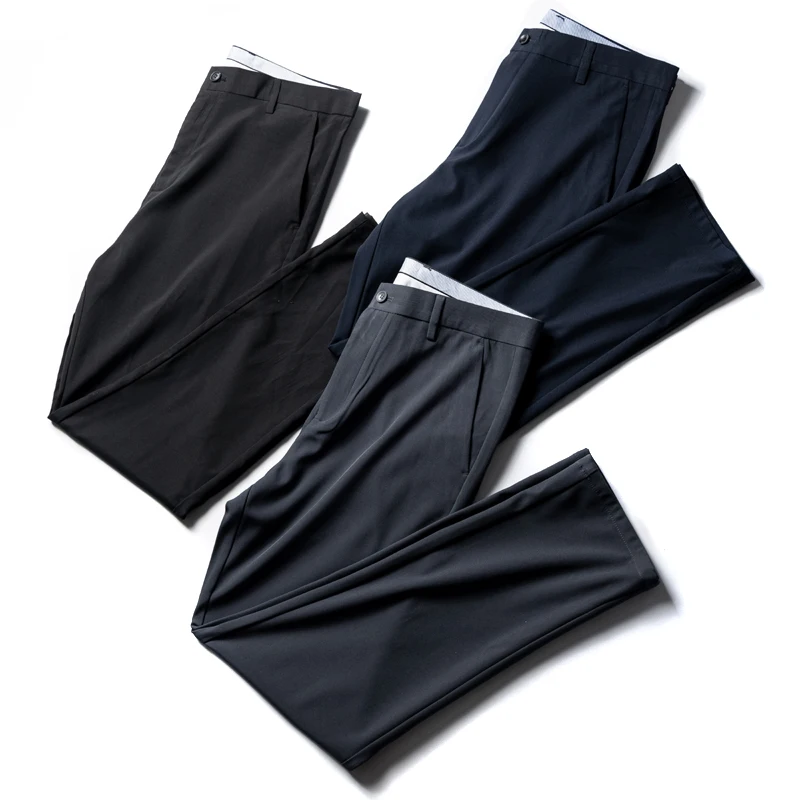 

Business Series Men's Casual Pants Smooth Draping Lightweight Breathable Comfortable Straight Leg Autumn Leisure Long Trousers