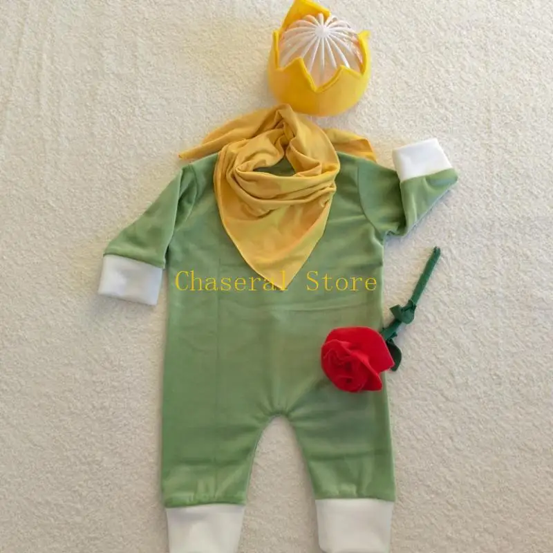 E7CE Baby Photo Costume Headwear & Bodysuit Outfit Newborns Photo Props Photoshoot Jumpsuits Infant Skin-Friendly Suit Romper