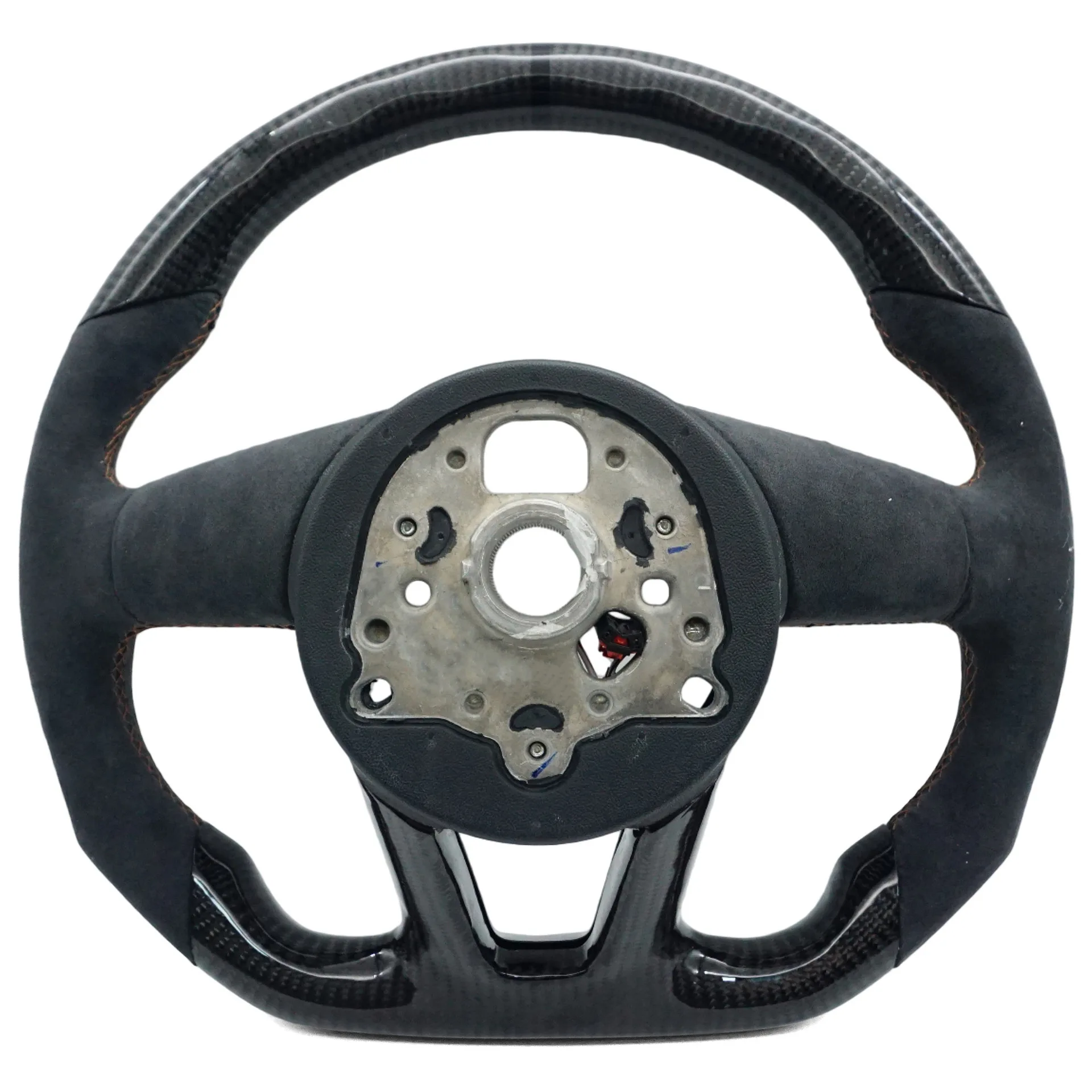 Suitable for Audi A4B9S standard half-turned carbon fiber brown line black correcting standard with heated steering wheel bottom