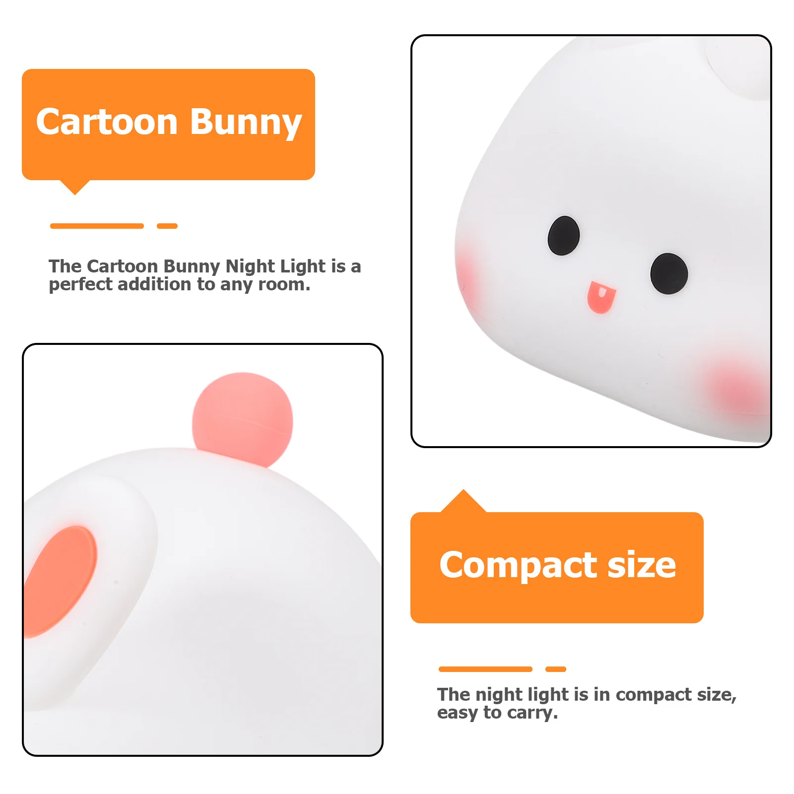 

Cute Cartoon Rabbit Night Lamp Bedroom Night Light Portable Nursery Lamp Soft Eye Protection Light for Sleep