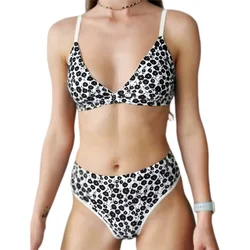 Women Floral Print Seamless Bra And Panties Set Low Waist Briefs Sexy Lingerie Set V-neck Sport Brassiere Female Underwear Set