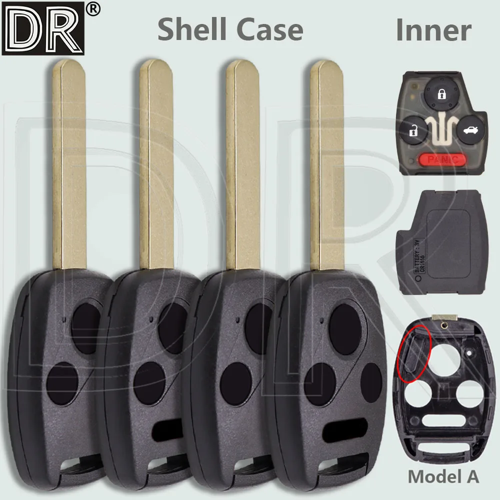 

DR Replacement Car Key Shell Case With Transonder Chip Holder For Honda Accord Civic Odyssey Pilot Insight CRV 2/3/4 Button