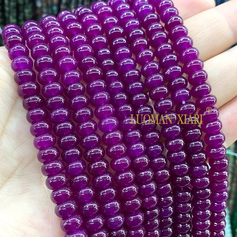 5x8MM Abacus Natural Chalcedony Aquamarine Tourmaline Ruby Quartz Stone Loose Spacer Bead for Jewelry Make Diy Bracelet Earrings