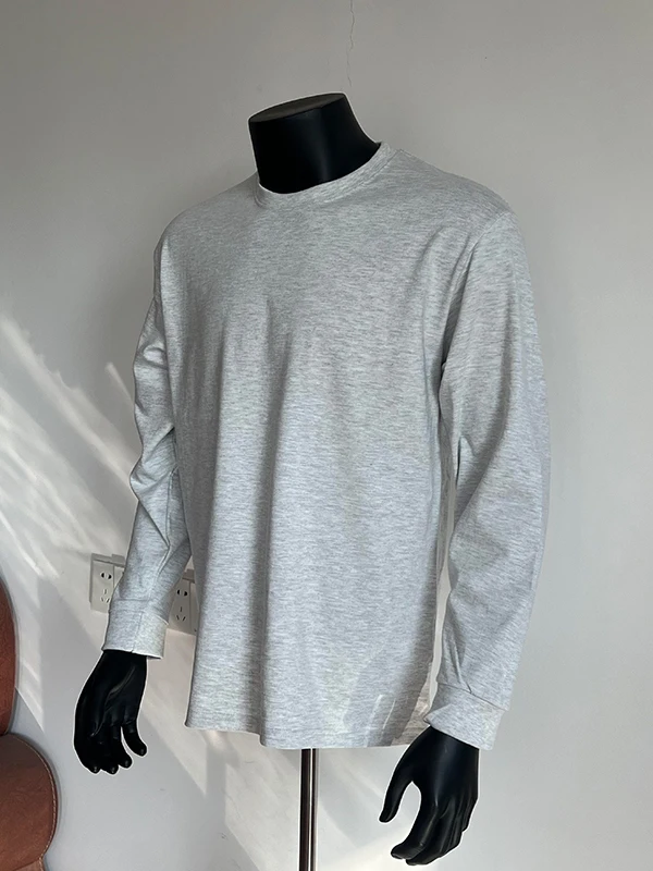 Cleanfit Light ey Small Collar Men's Long Sve T-irt American Sle Pure Cotton Base irt Premium Feeling Hoodie