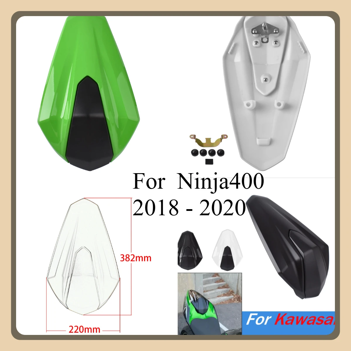 

Motorcycle Seat Fairing For Kawasaki Ninja400 2018 - 2020 Seat Cover Fairing Cowl Z400 EX400R Rear Passenger Pillion Accessories
