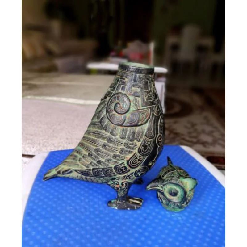 excellent Vintage Bronze Old eagle patina owl statues