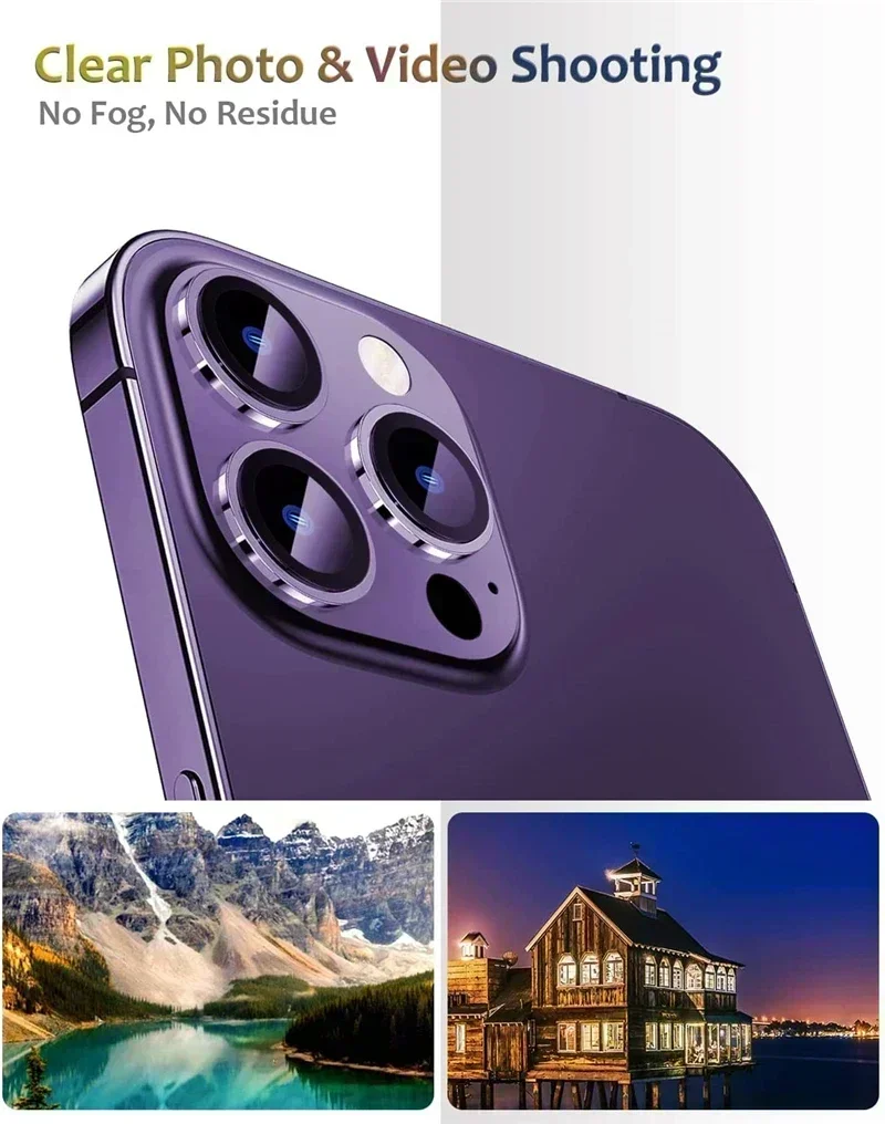 Protector de cristal de lente de cámara de Metal para IPhone 14, 13 Pro Max, 12 Mini, 14 Plus, 14Pro, 13Pro, 12Pro, i14, accesorios de cubierta de lente de vidrio