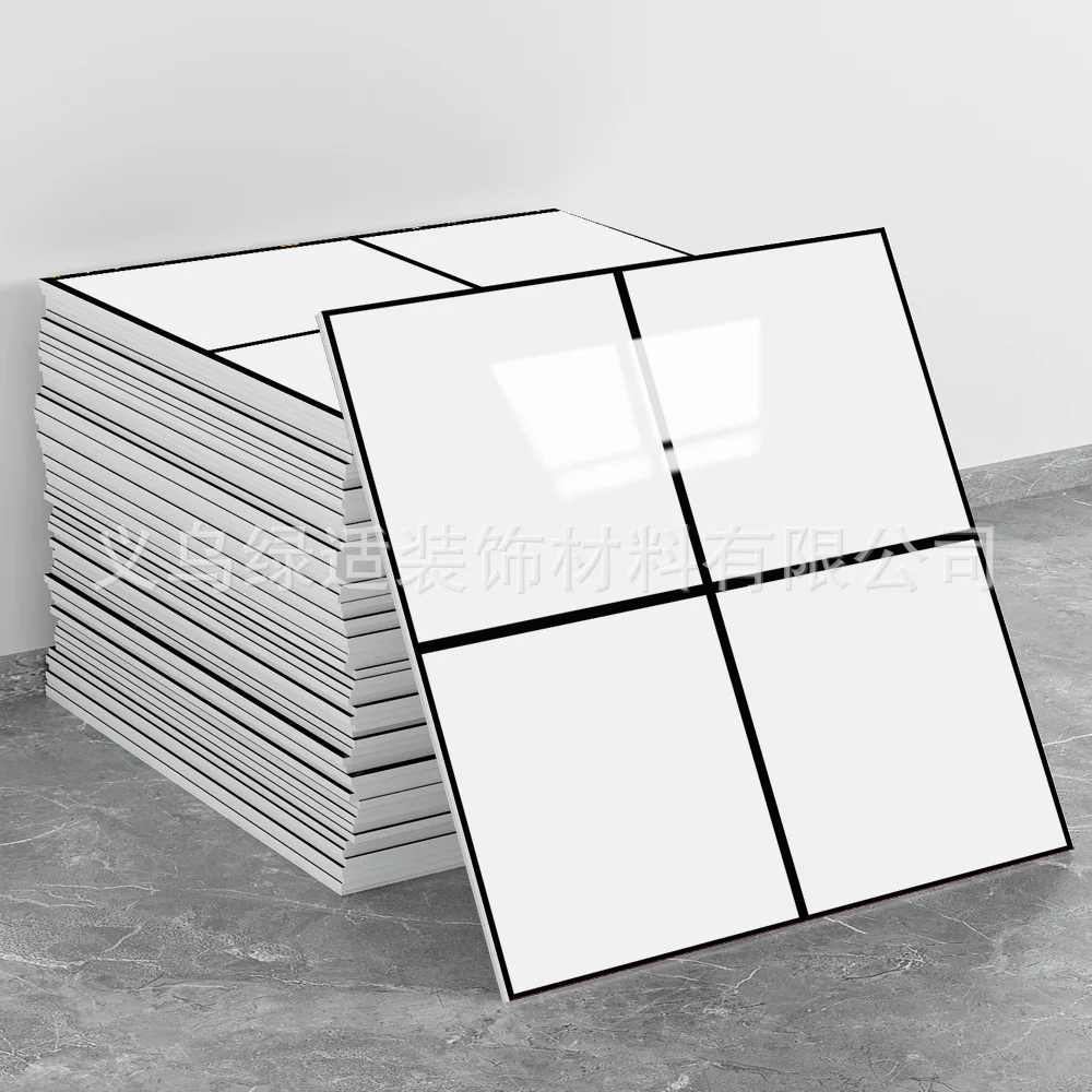 30x30cm 12-Pcs Scandinavian Black White Tile Effect Self-Adhesive Wall Stickers - Kitchen Bathroom Waterproof Brick Texture DIY