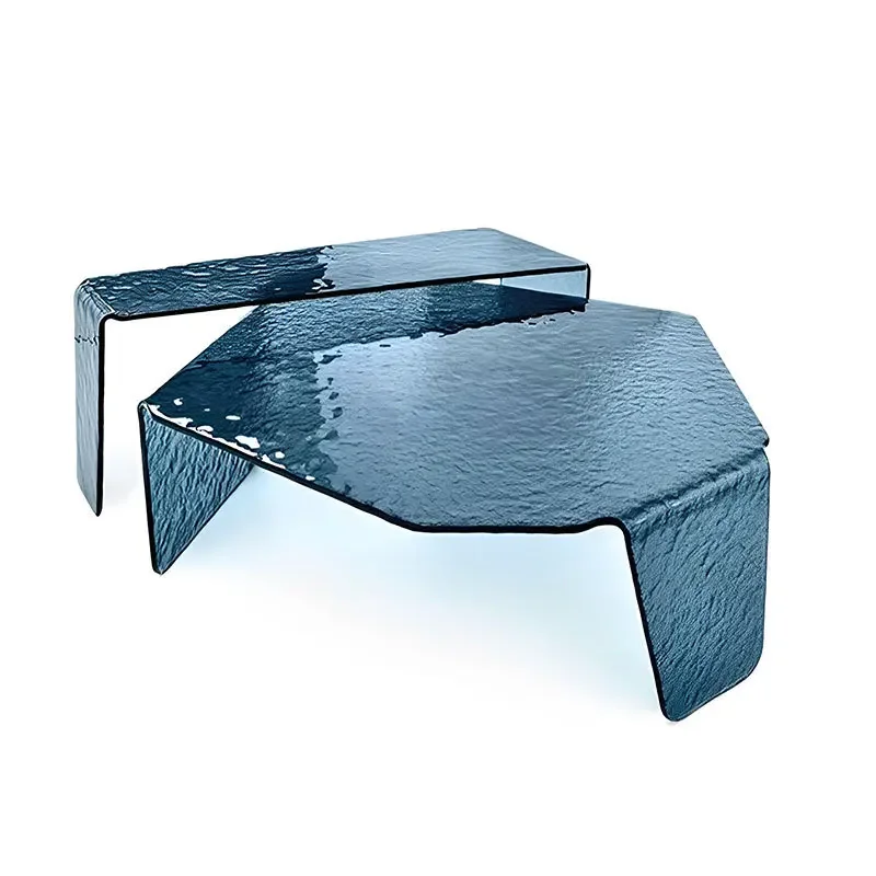 

Light luxury Italian water ripple acrylic coffee table special-shaped designer art side table living room villa crystal