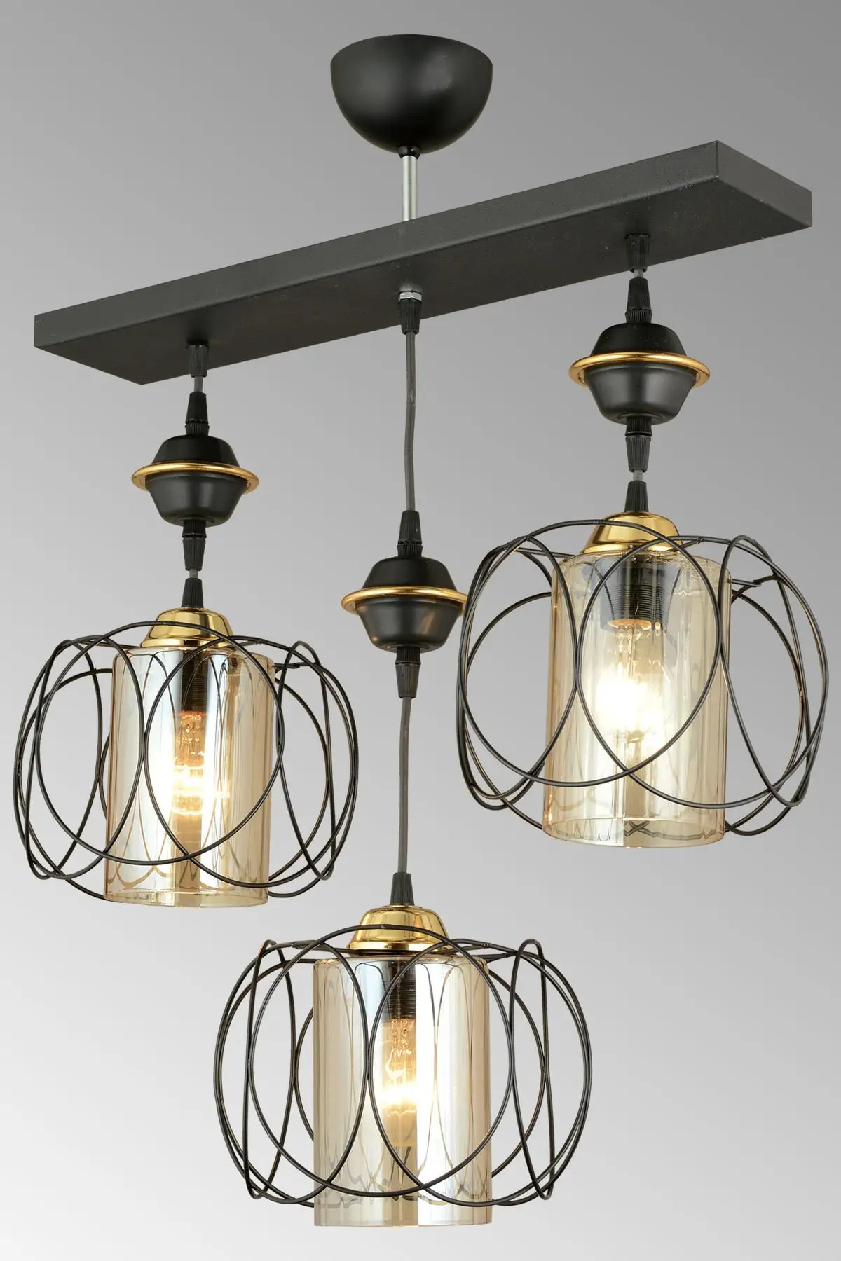 Luxury chandelier row black 3-piece sun down luxury chandelier