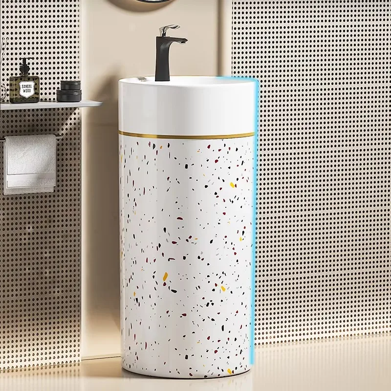 Handmade Modern Design Integrated Bathroom Basin Colorful Floor-standing Column Wash Basin For Hotel And Apartment Balcony Use