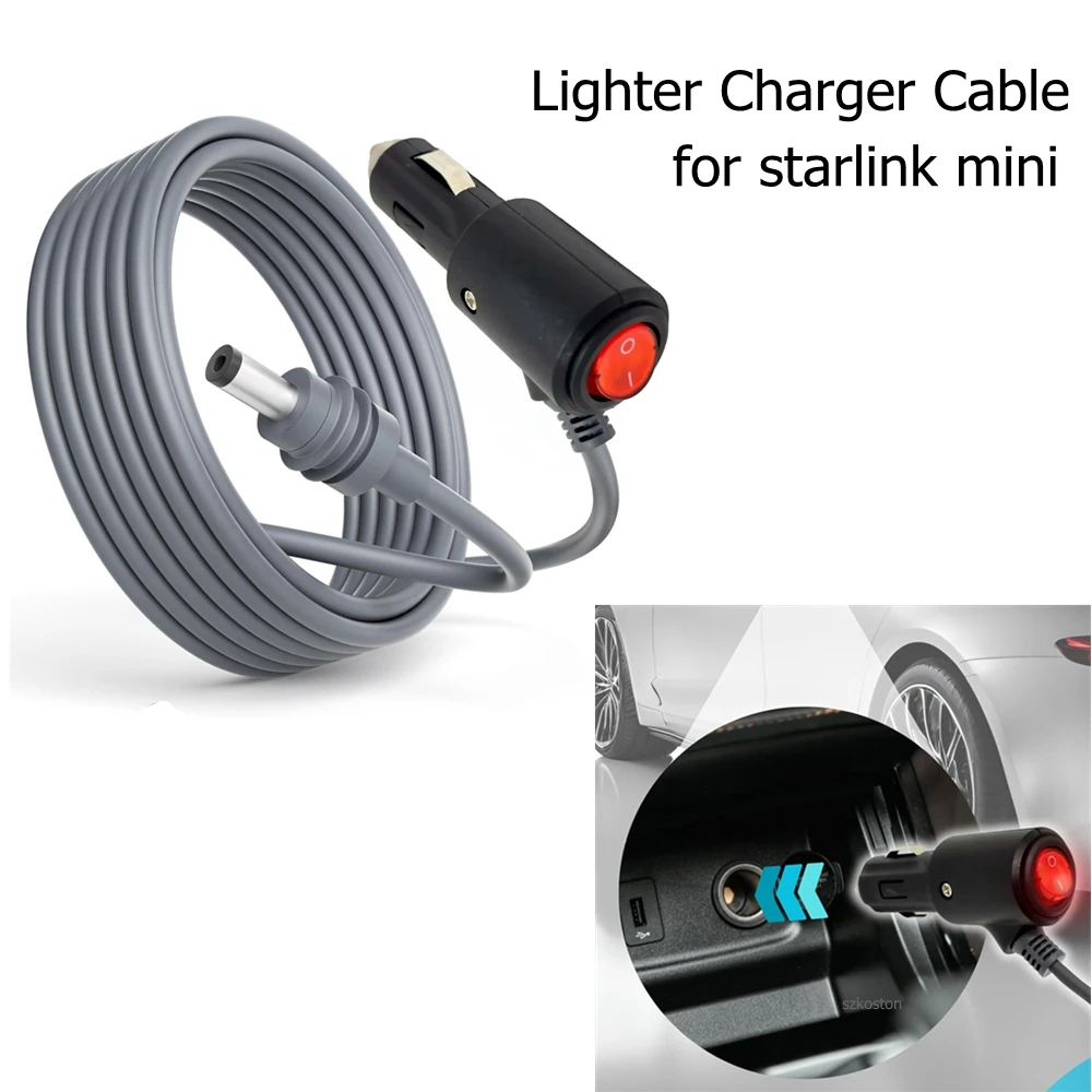 For Starlink Mini DC Power Cable Direct To Cigaretter 12V 24V Adapter Car Cigarette Lighter Male Plug Cable With On Off Switch