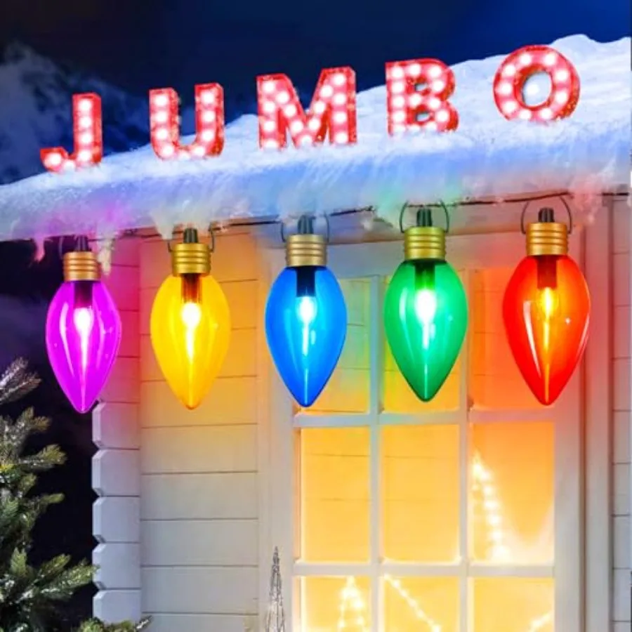 

11Feet 5 LED Super Jumbo Christmas String Lights or Pathway Marker Lights, Outdoor Xmas Decorations- Jumbo C9 Hanging Lights Wa
