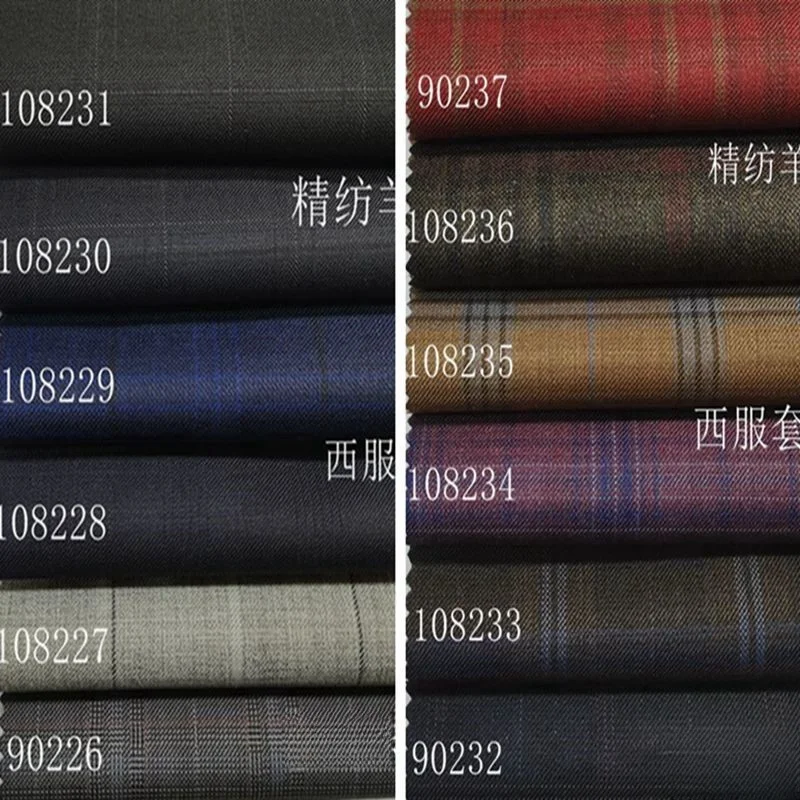 Plaid worsted wool garment fabric spring and autumn suit skirt trousers vest tooling