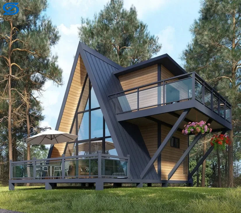 Customizable Modern Triangular Wooden Villa Modular Prefabricated House with Bedroom Kitchen Bathroom for Hotel
