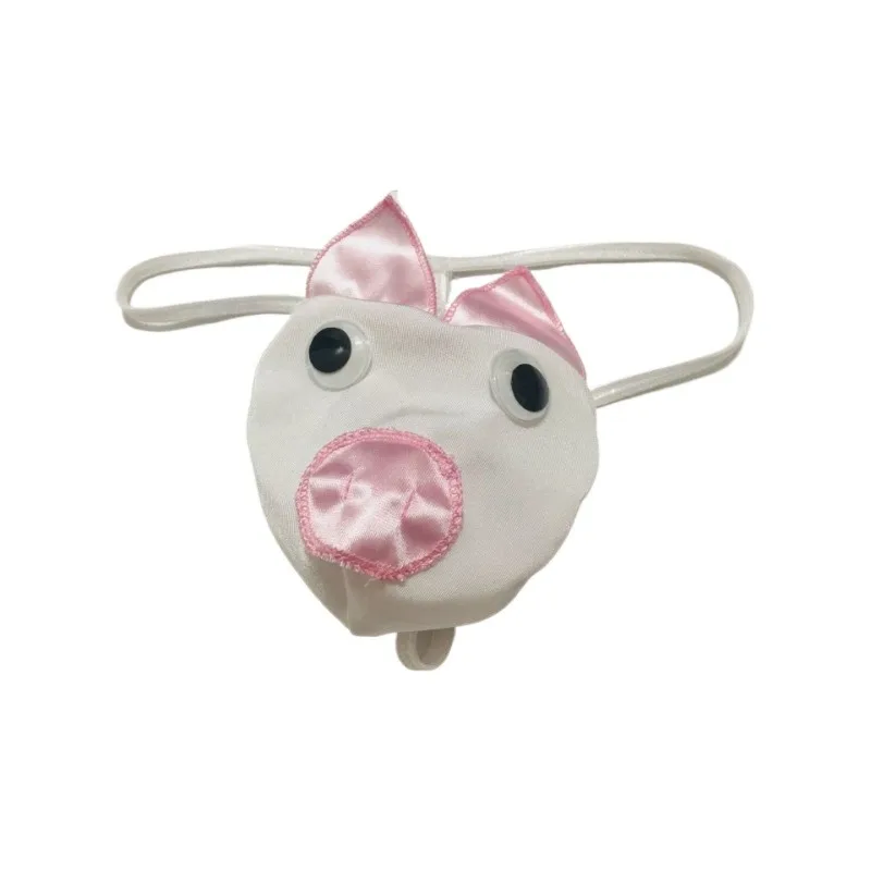 Cartoon Pig Cute Mens Pouch Bag Thongs G String Cover Penis Man T Panties Erotic Hombre Male Lingerie Tanga Sissy Gays Underwear image 2