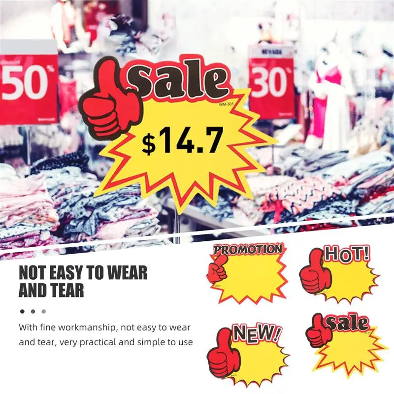 200Pcs Supermarket Promotion Advertising Price Labels Signs Retail Price Signs Paper Price Tags Sales-promotion Cards