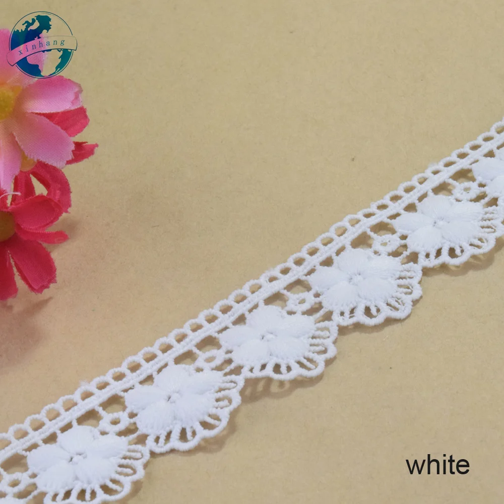 3cm White Polyester Lace Embroidery French Ribbon Fabric Guipure Diy Trims Warp Knitting Sewing Accessories Doll Dress#4343