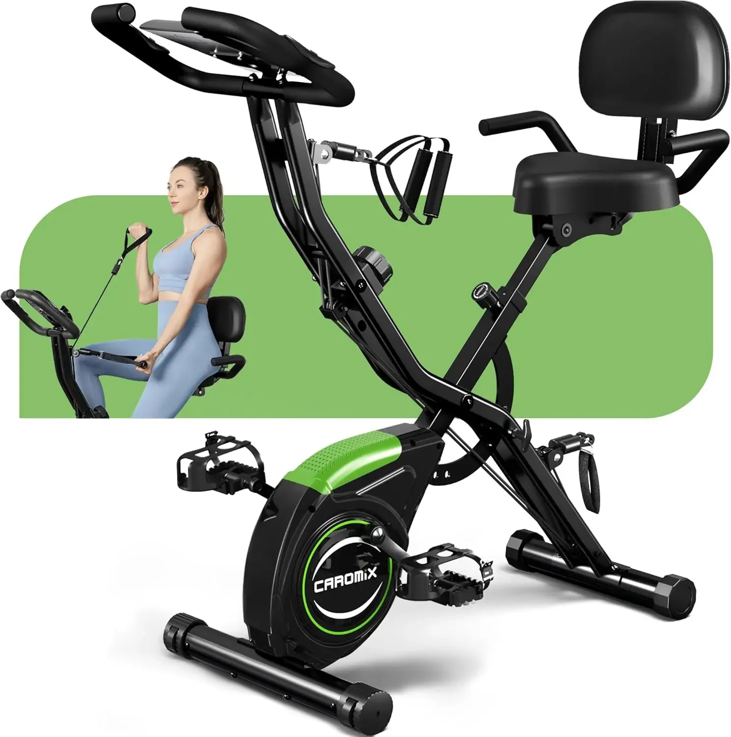 Folding Exercise Bike, 4 in 1 Stationary Magnetic Cycling Bicycle Upright Indoor Cycling Bike for Home Workout