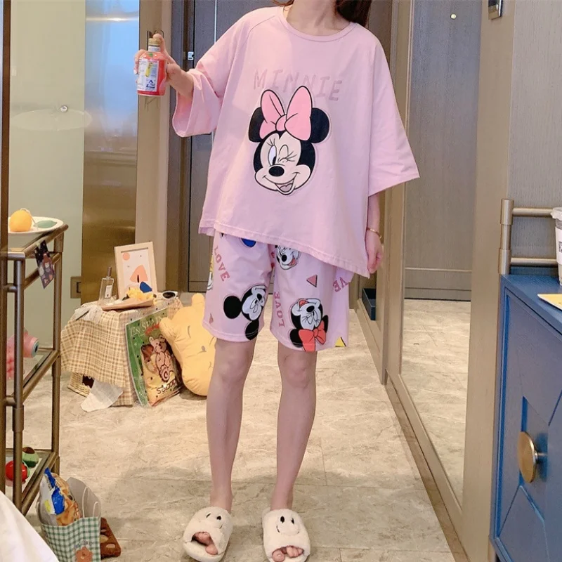 New Pajama Set Cute Short-Sleeved Shorts Two-Piece Set Cartoon Loose Pajamas  Short Section Ladies Pyjamas