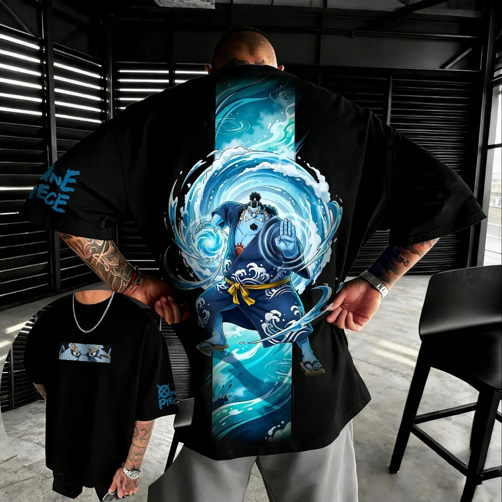 

Оверсайз футболка унисекс из чистого хлопка One Piece Jinbe 2026, летняя, с аниме-принтом в стиле Харадзюку, Y2K, хип-хоп, повседневная, с коротким рукавом