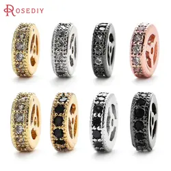6PCS 6.5MM 8MM Brass Zircon Round Spacer Beads Bracelets Beads High Quality Diy Jewelry Accessories Rosediy official-website