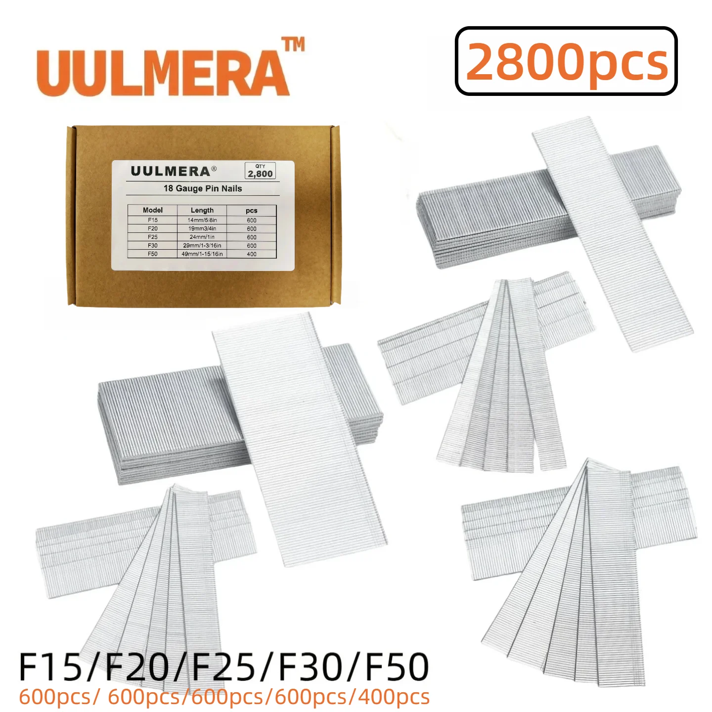 

UULMERA 2800PieceFStraight Nail, 5 размеров, прочная железная конструкция, подходит для ремонта мебели и сборки деревянных каркасов.