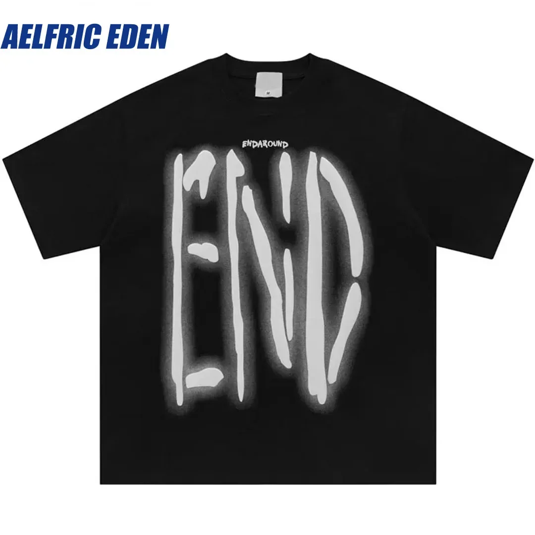 Aelfric Eden Harajuku Men T-Shirt Grunge Hip Hop Foam Letters Graphic Print Cotton Tshirt Streetwear Punk Gothic Casual Tee Tops