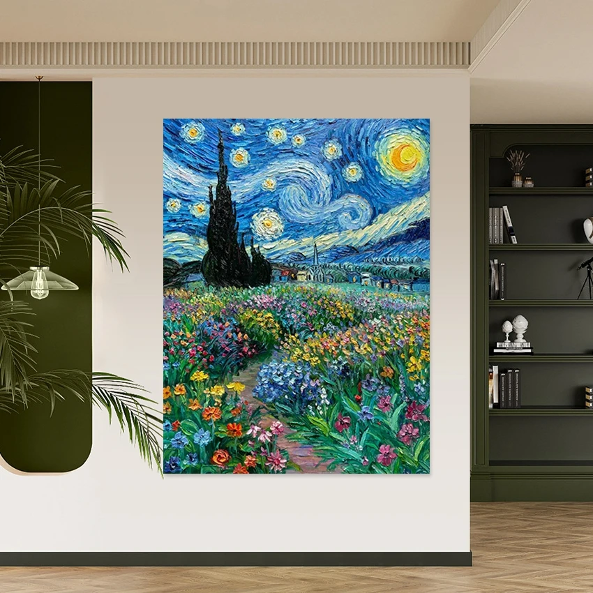 

Художественная стена с красивыми цветами и пейзажами, без рамки, большой размер, красочная текстура, современные акриловые картины, абстрактная пейзажная картина