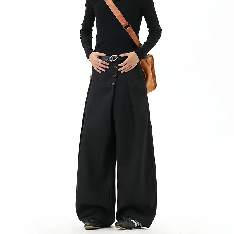 Oversized Suit Pants Men Fashion Society Mens Black Dress Pants Korean Loose Wide Leg Pants Mens Office Formal Trousers